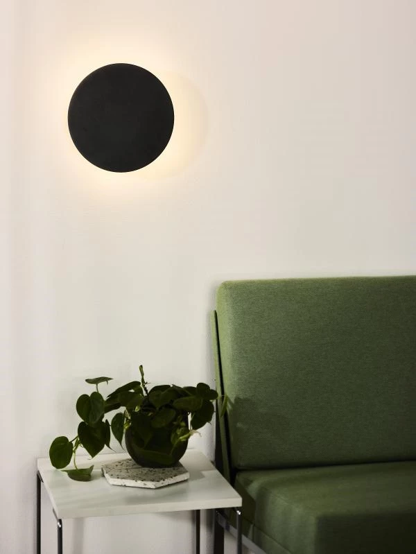 Lucide EKLYPS LED - Applique murale - Ø 25 cm - LED - 1x9W 3000K - Noir - ambiance 1